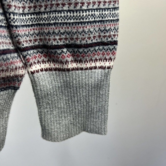 LL Bean Gray Fair Isle Turtleneck Sweater Size L Cotton Cashmere blend - Picture 11 of 12